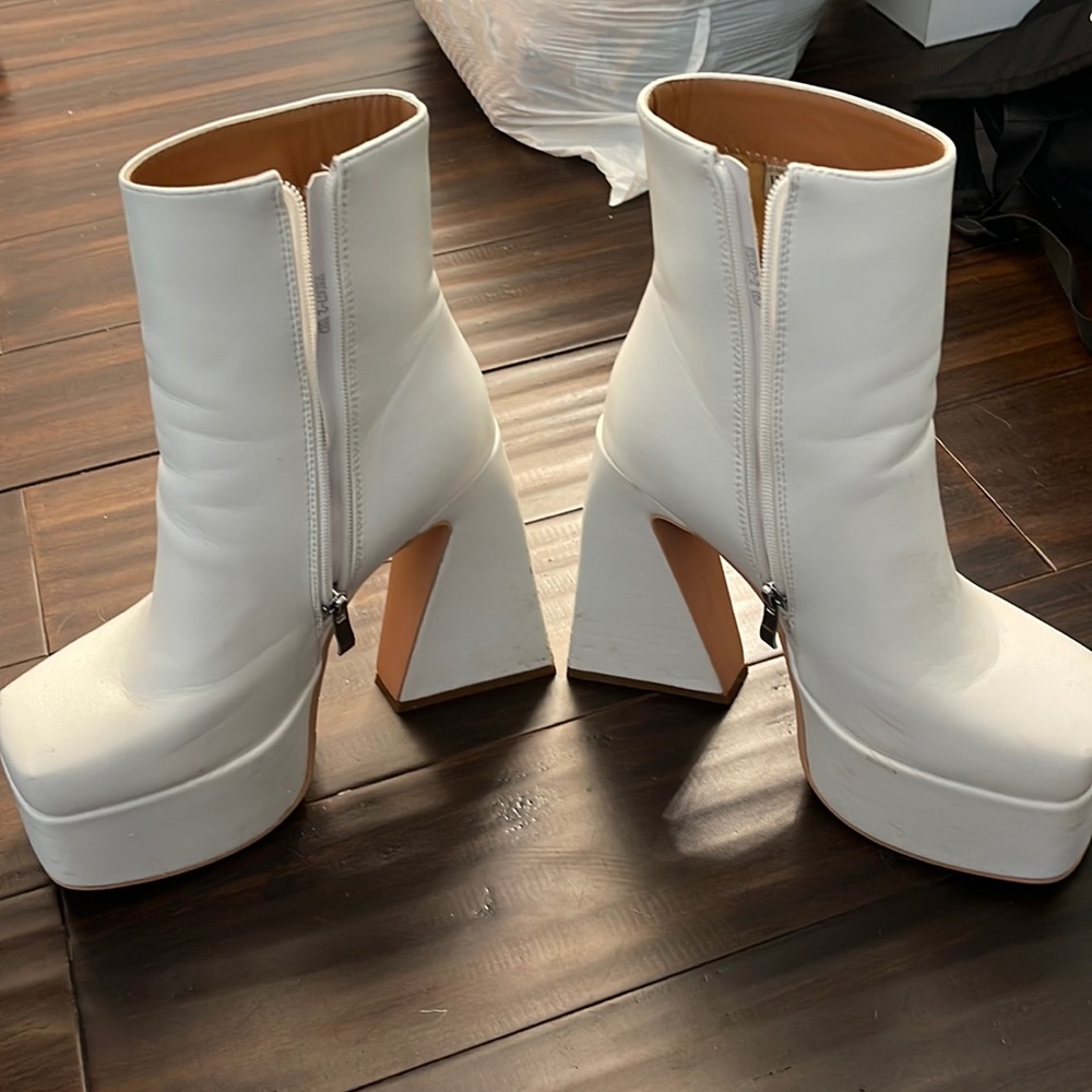 tall platform white boots